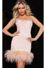 Jovani 25662 Satin Homecoming Dress with Feathers - Prom