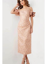 Jovani 25667 - Straight-Across Tea-length Dress