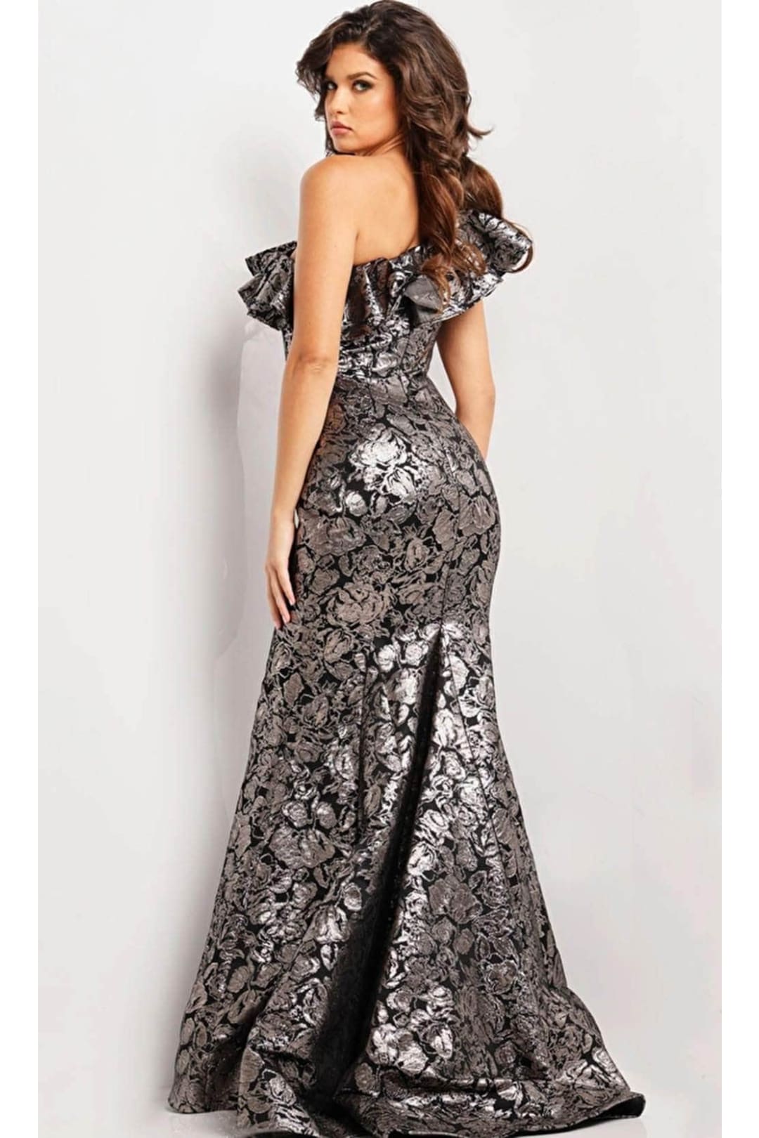 Jovani 25676 - Floral Jacquard Evening Gown - Prom