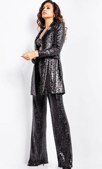 Jovani 25749 - Blazer Open Front Three Piece Set Pantsuit - Prom