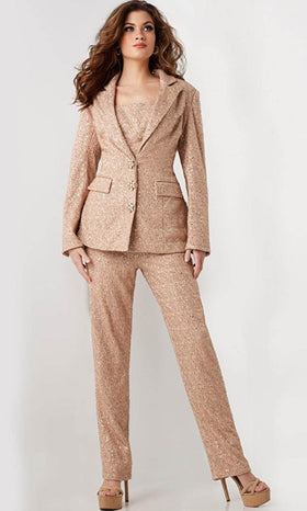 Sequin Embellished Long Sleeve Pantsuit By Jovani 25773