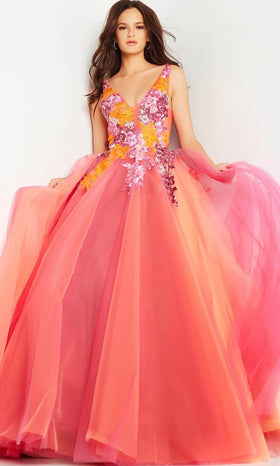 Jovani 25800 - Sleeveless Floral Embroidery Ballgown