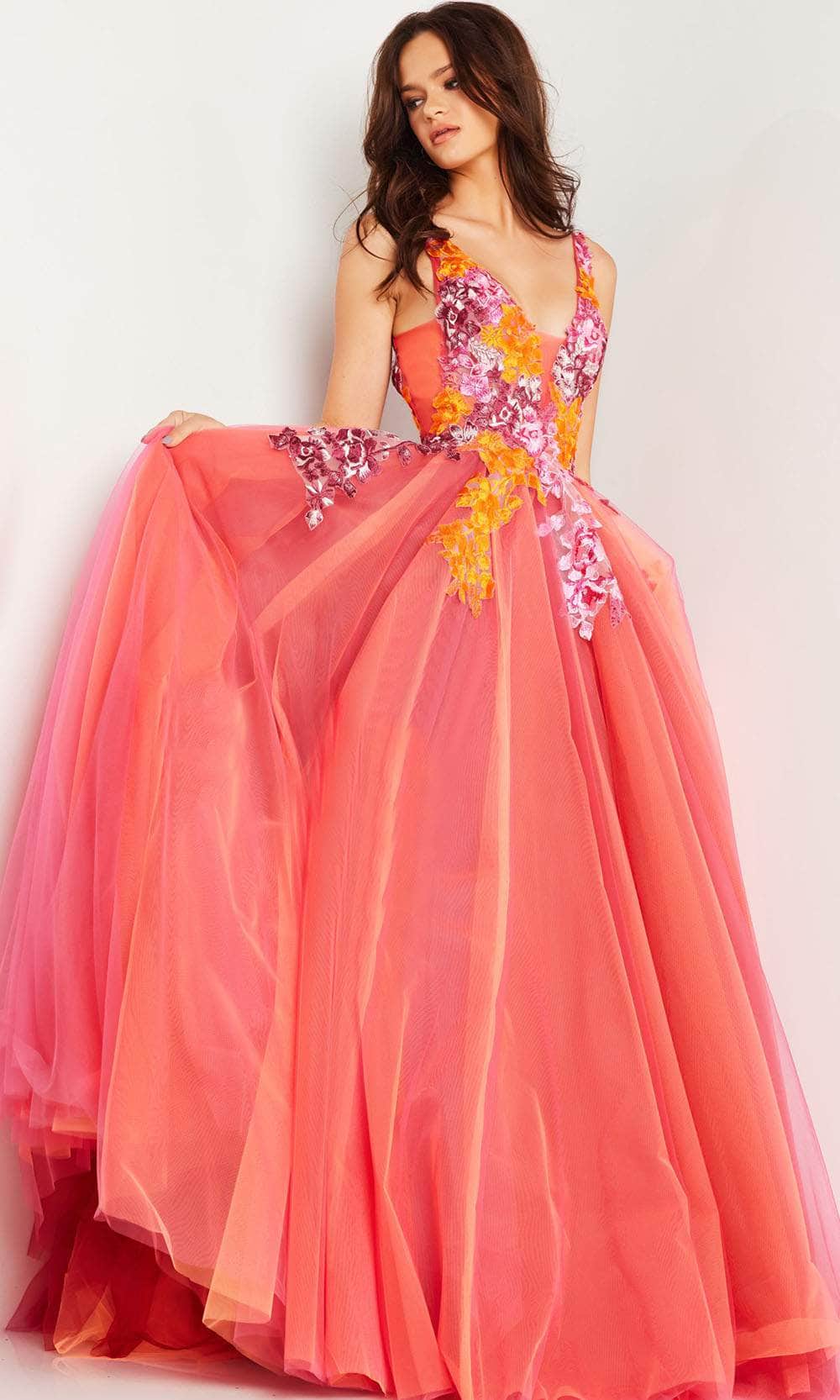 Jovani 25800 - Sleeveless Floral Embroidery Ballgown - Prom