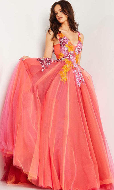 Jovani 25800 - Sleeveless Floral Embroidery Ballgown - Prom