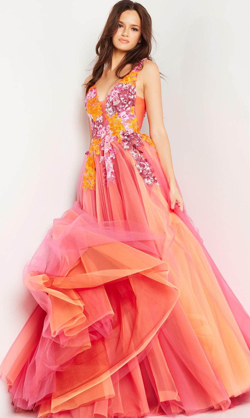 Jovani 25800 - Sleeveless Floral Embroidery Ballgown - Prom