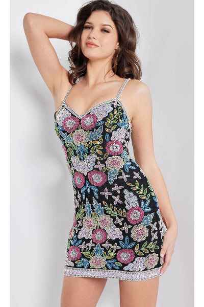 Jovani 25899 - Charming Floral Sleeveless Short Cocktail Dress - Prom