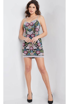 Jovani 25899 - Charming Floral Sleeveless Short Cocktail Dress