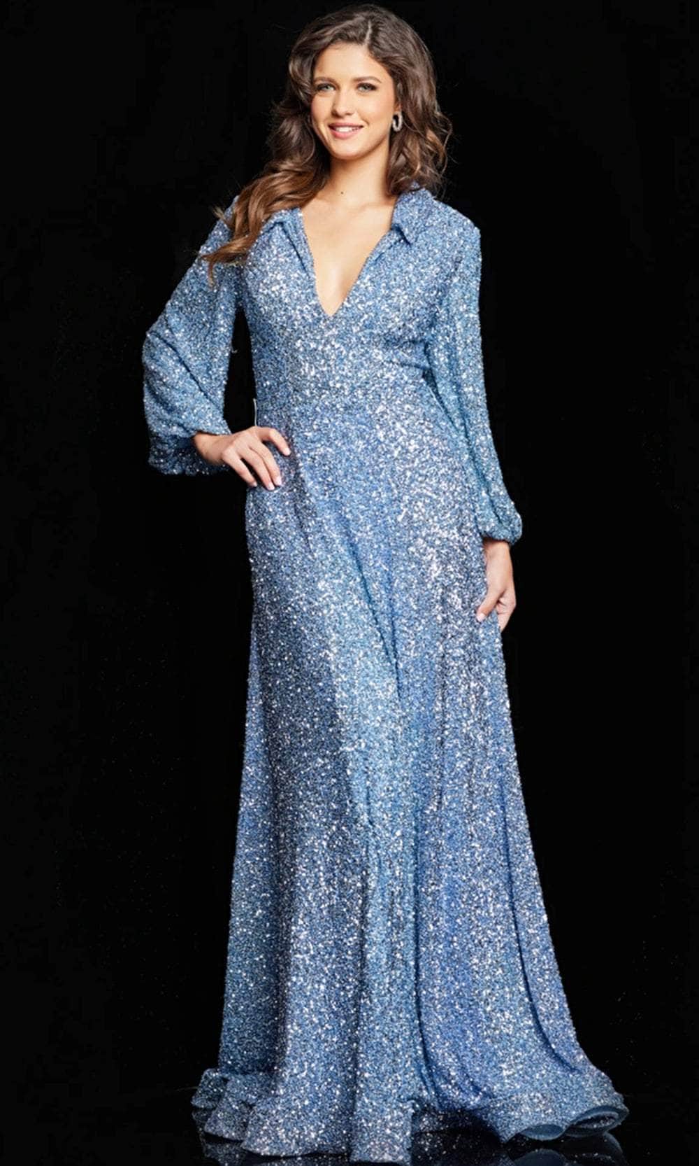 Jovani 25950 - Glitter Bishop Sleeve Evening Dress - Prom