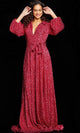 Jovani 25950 - Glitter Bishop Sleeve Evening Dress - Prom
