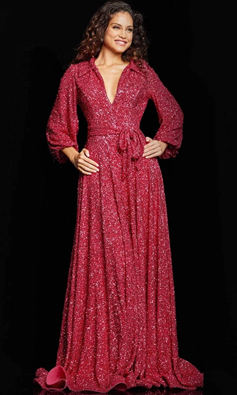 Jovani 25950 - Glitter Bishop Sleeve Evening Dress - Prom