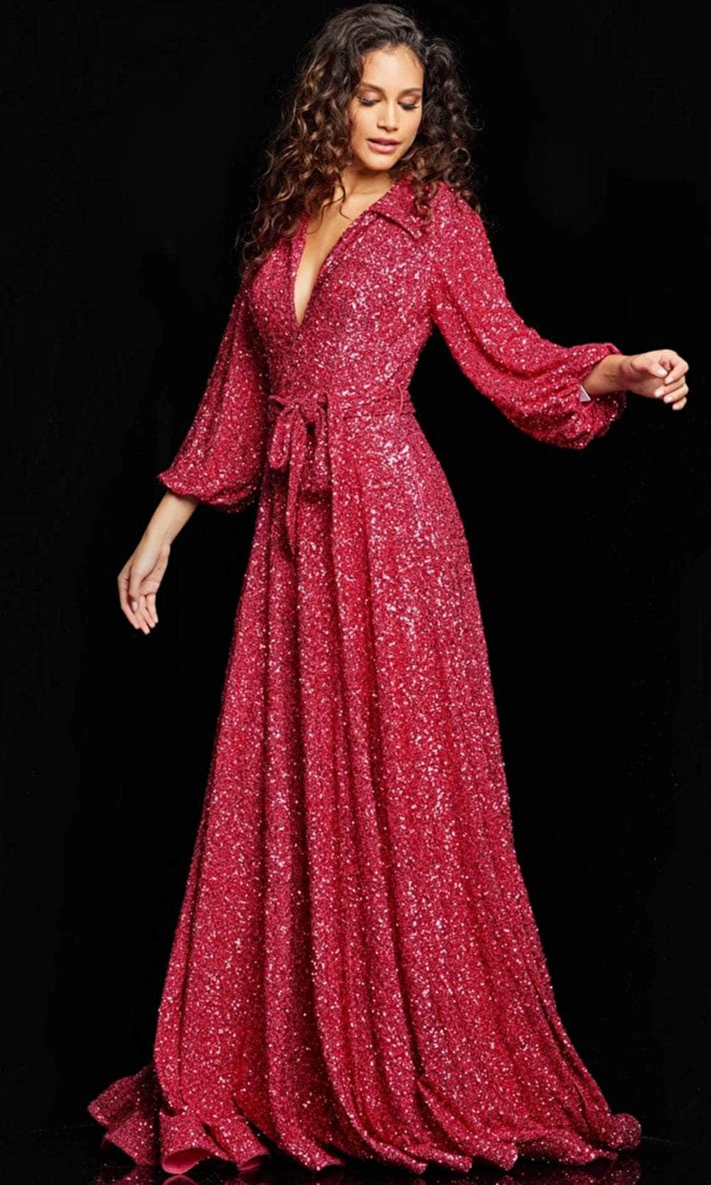 Jovani 25950 - Glitter Bishop Sleeve Evening Dress - Prom