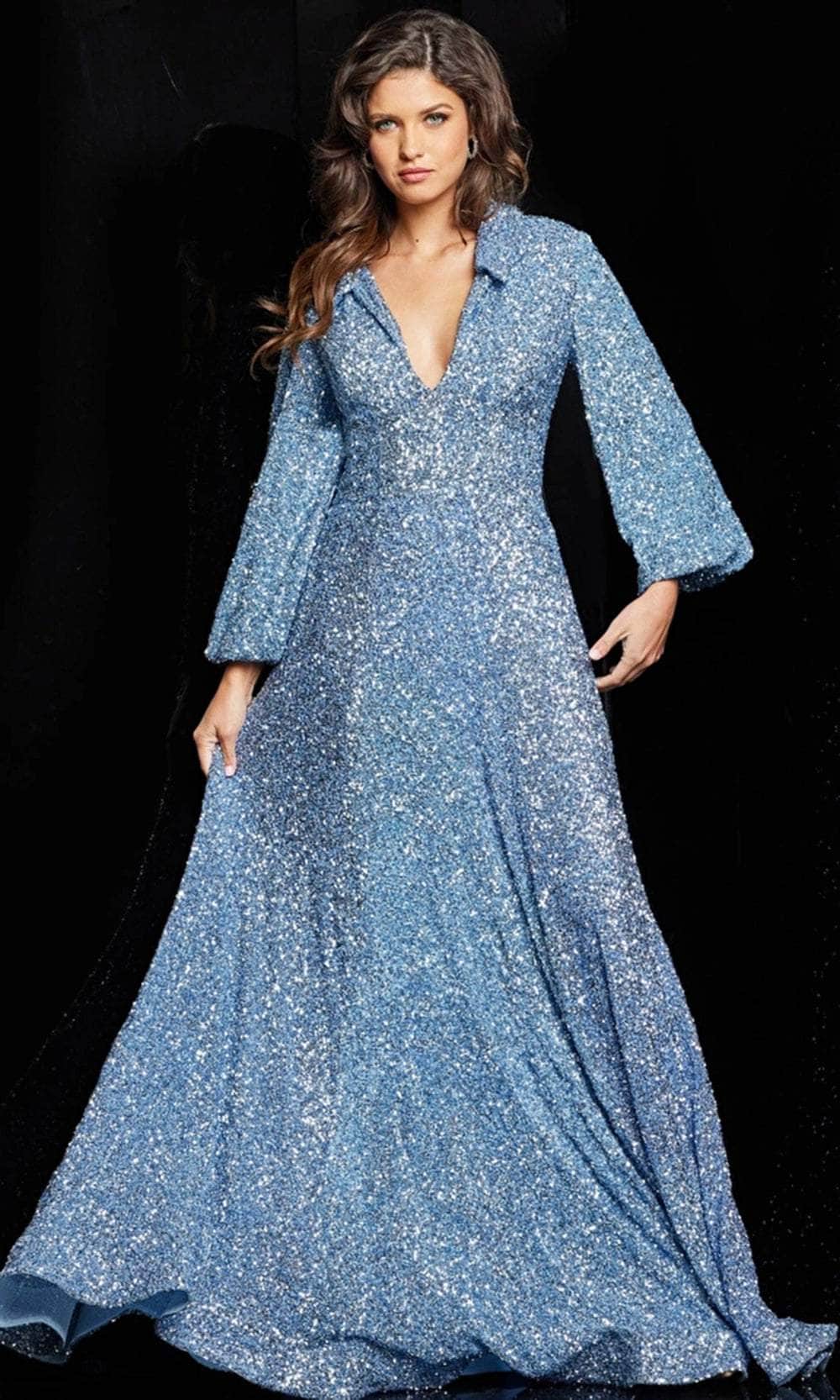 Jovani 25950 - Glitter Bishop Sleeve Evening Dress - Prom