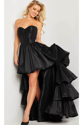 Jovani 26006 - Elegant High Low Prom Dress in Black