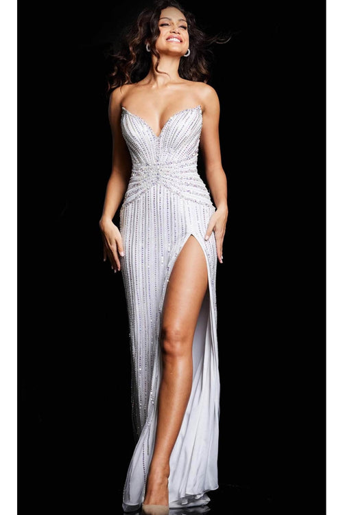 Jovani 26017 - Corset Bodice A-line Train Dress - Prom