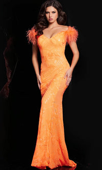 Jovani 26041- dress featuring eye-catching feathered - Prom