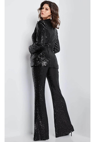 Jovani 26042 Striking Exposed Midriff Pantsuit - Black / 00 - Prom