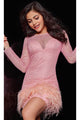 Jovani 26048 - Long Sleeve Mesh Homecoming Dress - Prom