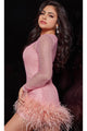 Jovani 26048 - Long Sleeve Mesh Homecoming Dress - Prom