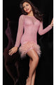 Jovani 26048 - Long Sleeve Mesh Homecoming Dress - Prom