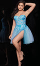 Jovani 26094 - Short Homecoming Prom Dress with Embroidered Corset - Prom