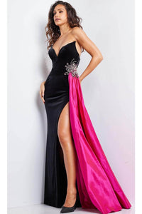 Jovani 26117 Stunning Velvet Strapless Prom Gown - Prom