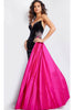 Jovani 26117 Stunning Velvet Strapless Prom Gown - Black/Fushcia / 00 - Prom