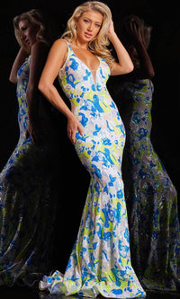 Jovani 26130 - Sleeveless Floral Maxi Dress - Prom