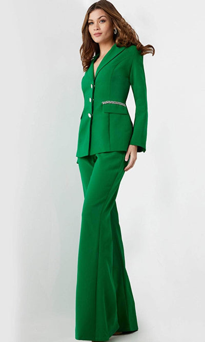 Jovani 26144 - Chain-Detailed Long Sleeve Pantsuit - Prom