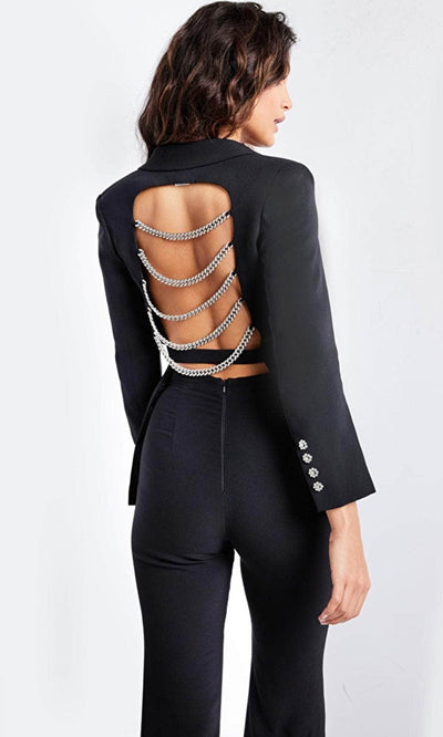 Jovani 26144 - Chain-Detailed Long Sleeve Pantsuit - Prom