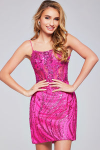 Jovani 26183 - Fitted Glitter Homecoming Dress - Prom