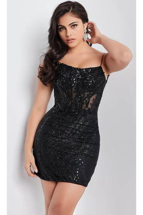 Jovani 26183 - Fitted Glitter Homecoming Dress