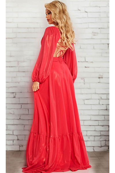 Jovani 26247 - Ruched Metallic A-line Gown - Prom