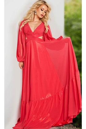 Jovani 26247 - Striking Metallic Ruched Gown