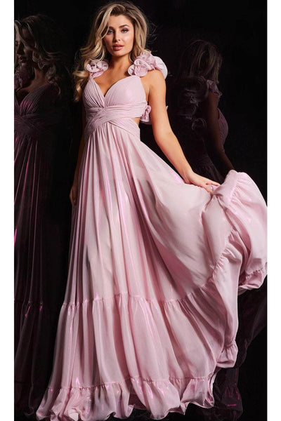 Jovani 26248 - Floral Accent A-Line Prom Dress - Prom