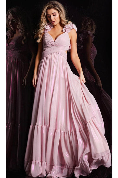 Jovani 26248 - Floral Accent A-Line Prom Dress - Prom