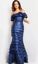 Jovani 26255 - Off-Shoulder Layered Evening Gown - Prom