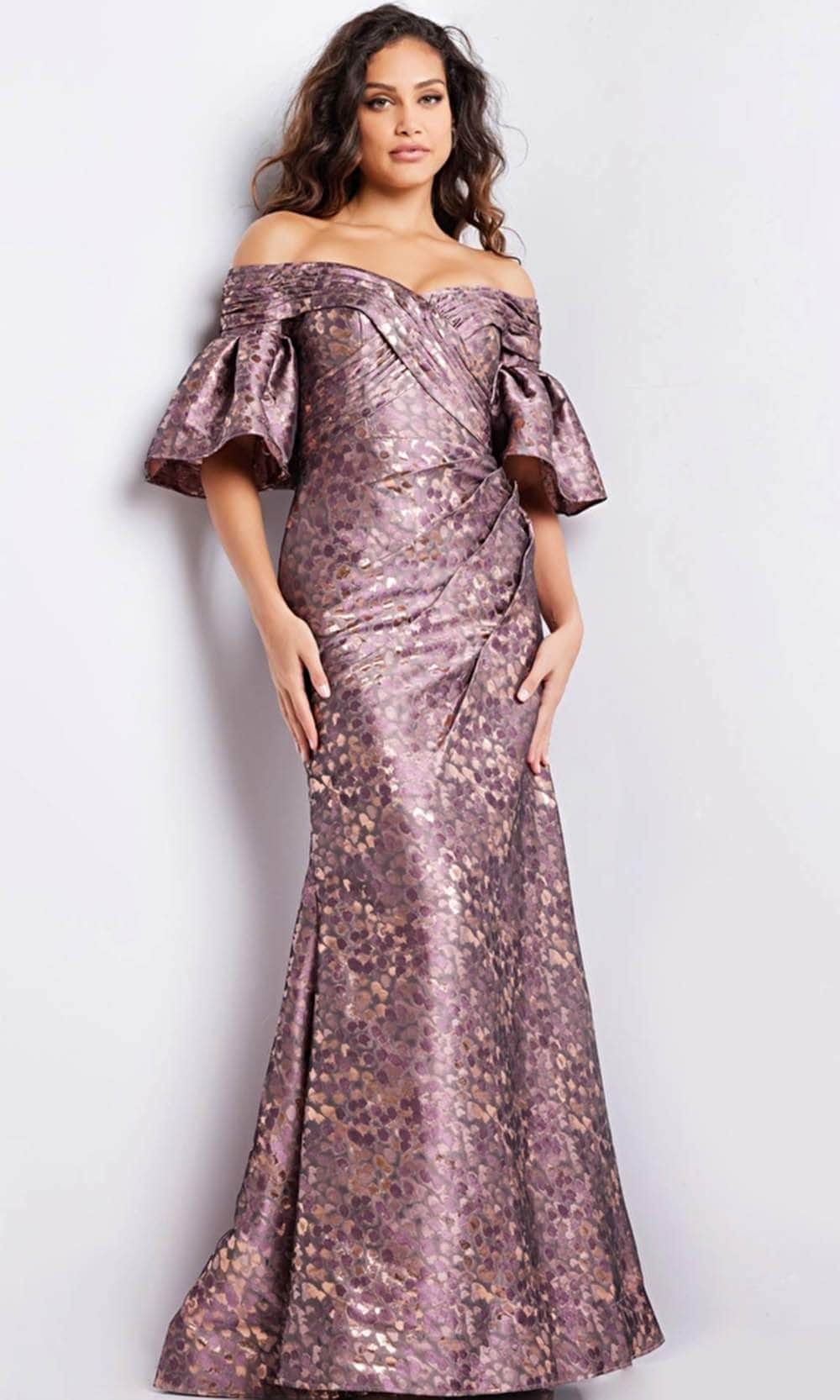 Jovani 26258SC - Formal Gown with Printed Bell Sleeves - Prom