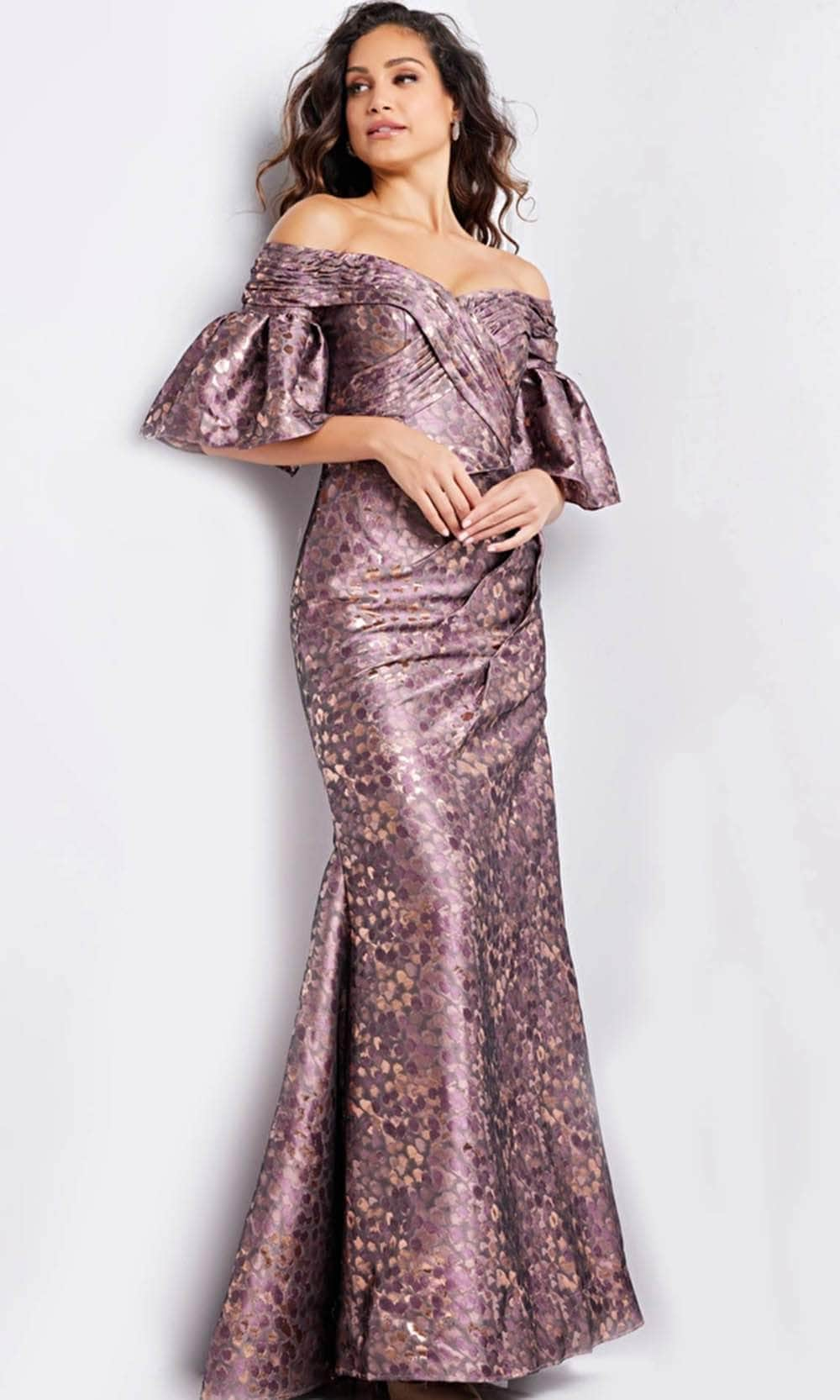 Jovani 26258SC - Formal Gown with Printed Bell Sleeves - Prom