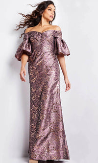 Jovani 26258SC - Formal Gown with Printed Bell Sleeves - Prom