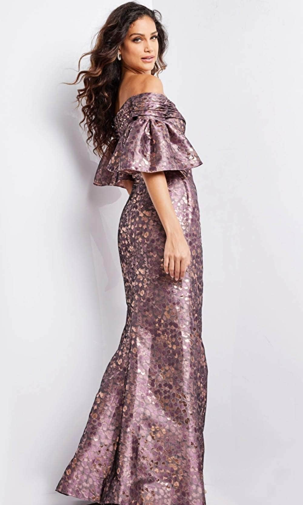 Jovani 26258SC - Formal Gown with Printed Bell Sleeves - Prom