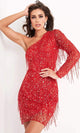 Jovani - 2645 Asymmetrical Dress with Sequin Fringe - Prom