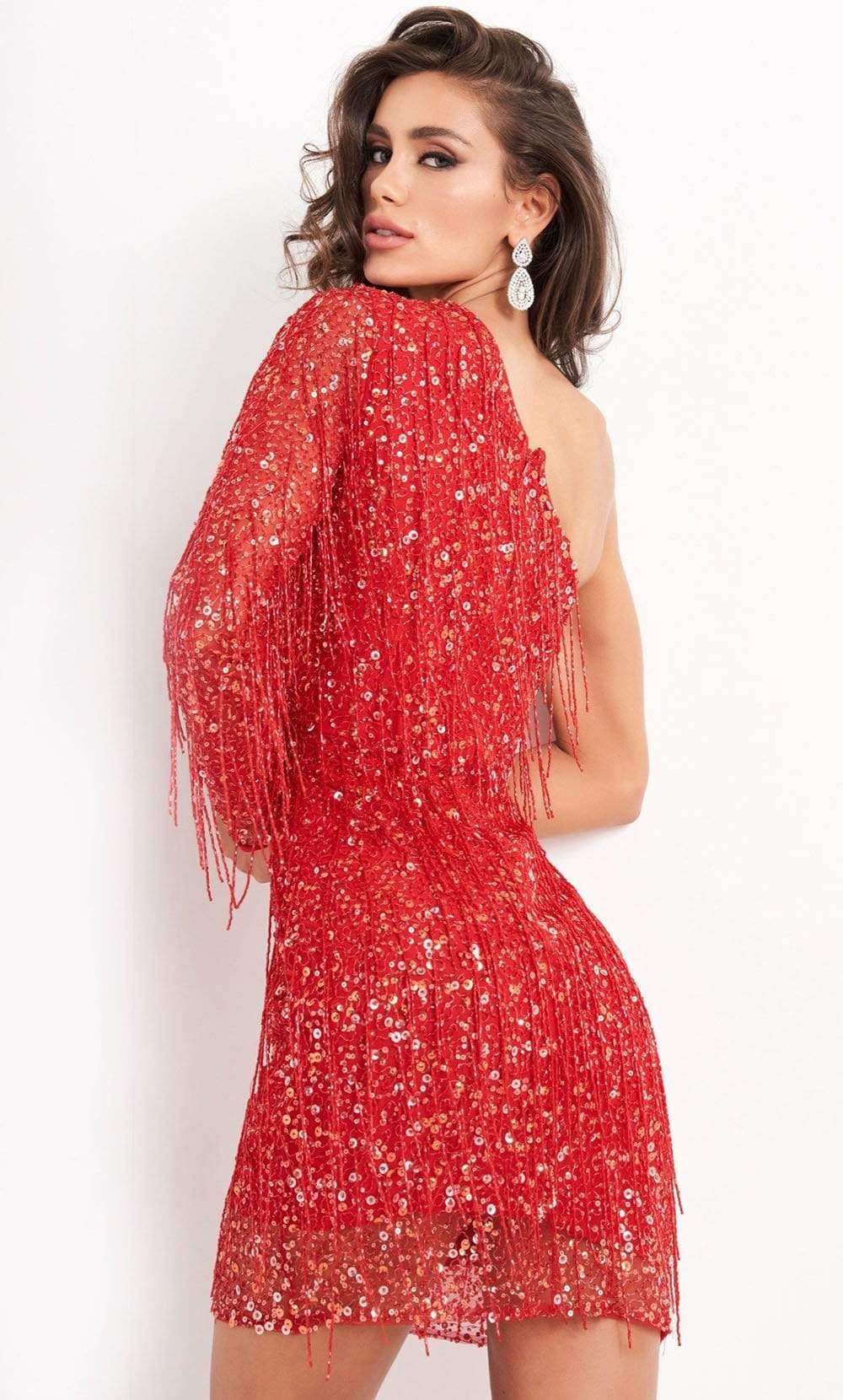 Jovani - 2645 Asymmetrical Dress with Sequin Fringe - Prom
