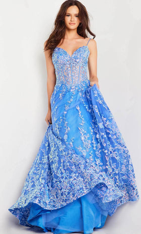 Jovani 29072 - Floral Corset-Detail A-Line Dress
