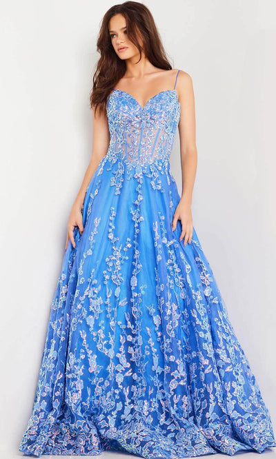 Jovani 29072 - Floral Corset-Detail A-Line Dress - Prom