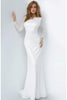 Jovani 2927 Glitter Sheath Dress with Long Sleeve Bateau Neckline - Prom