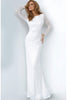 Jovani 2927 Glitter Sheath Dress with Long Sleeve Bateau Neckline - Prom