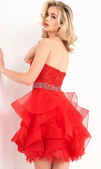 Jovani 3099 - Elegant Floral Lace Short Dress