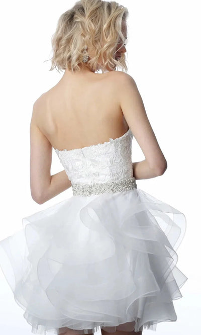 Jovani 3099 - Elegant Floral Lace Short Dress