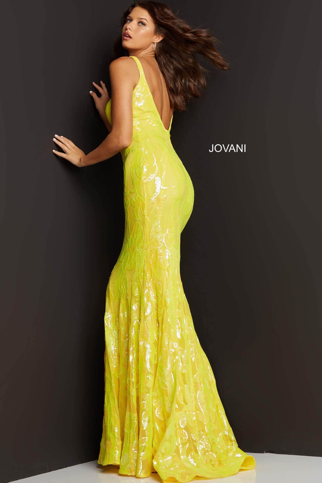 Jovani 3263 - Deep V-Neck Fit and Flare Simple Prom Dress - Prom