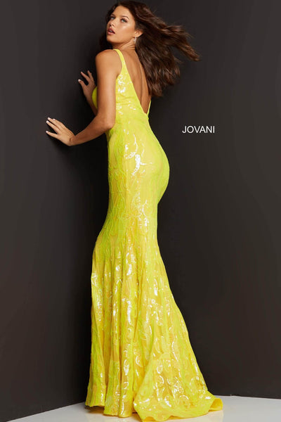 Jovani 3263 - Deep V-Neck Fit and Flare Simple Prom Dress - Prom